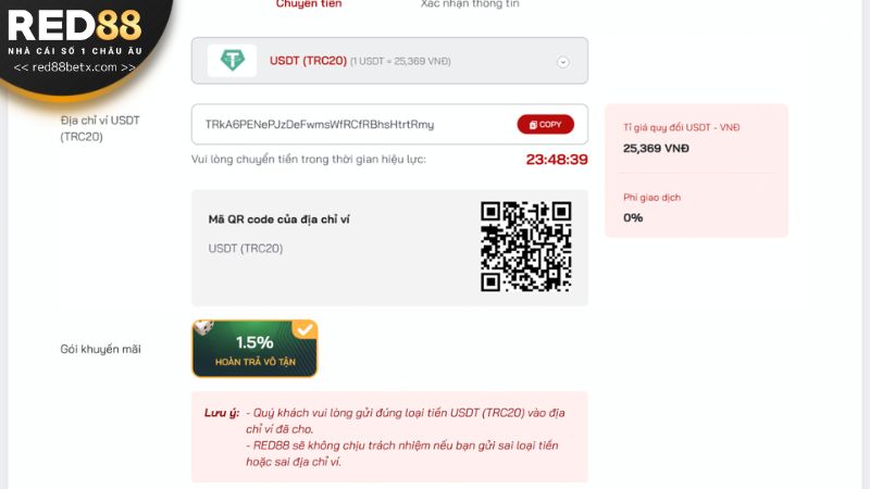 Một số lưu ý quan trọng khi thực hiện nạp tiền tại Red88
