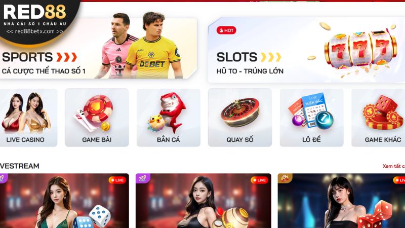 Trải nghiệm cá cược trực tuyến tại RED88 với hàng ngàn trò chơi hấp dẫn